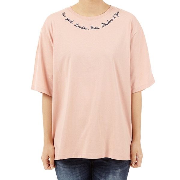여성 네크라인 자수로고 티셔츠 (NTE369)